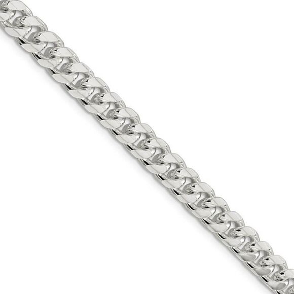 Mens 7.25mm Sterling Silver Solid D/C Domed Curb Chain Necklace 20 In